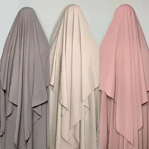 Yeni tasarım düz renk Musulman elbiseler çarşaf İslami giyim Khimar başörtüsü jimuslim müslüman kadın uzun kollu namaz Dubai Abaya