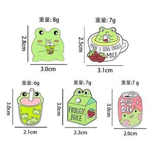 Bros gaya katak kreatif penjualan laris lencana logam katak kecil lucu pakai topi jerami payung daun teratai membaca Pin kerah hewan - Product Image 6