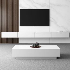 Meuble <span class=keywords><strong>TV</strong></span> flottant en bois de luxe sur mesure avec rangement pour salon, chambre et loisirs - Product Image 2