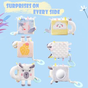 En Stock 5 Dans 1 Éducation Précoce Jouets <span class=keywords><strong>Tissu</strong></span> Hochet Infantile En Peluche Activité <span class=keywords><strong>Cube</strong></span> Bébé En Peluche Jouet Avec Bébé de Dentition Et Miroir - Product Image 4