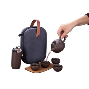 Juego de té de arena púrpura chino con logotipo individual personalizado, conjunto de té portátil de viaje con <span class=keywords><strong>tetera</strong></span> de arcilla púrpura y 4 tazas - Product Image 4
