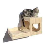 Étagères et perchoirs muraux d'intérieur pour chats, meubles en bois massif, maison murale pour chats