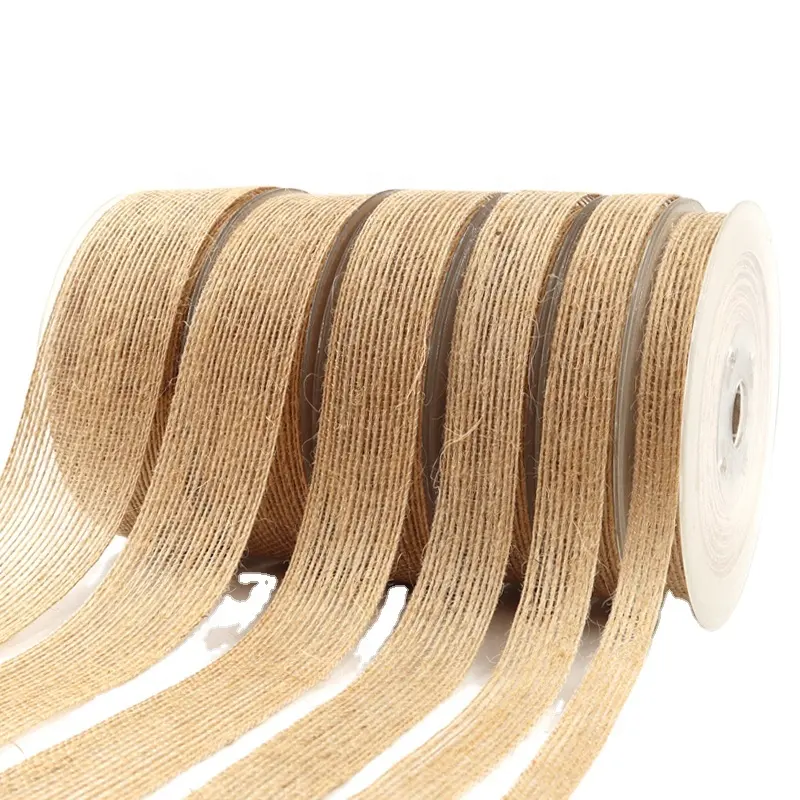 Mafolen high quality 25mm burlap natural jute ribbon for packing