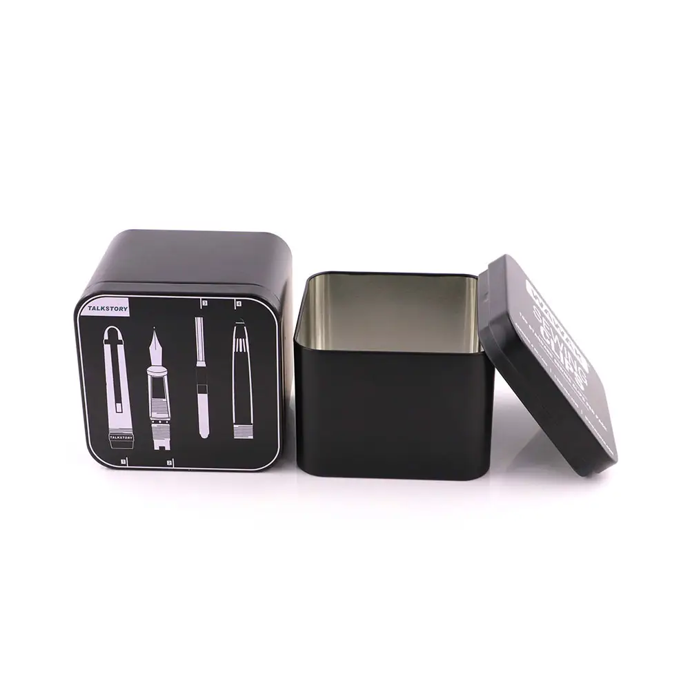Frasco de relógio personalizado, recipiente pequeno para armazenamento de produtos, latas de presente de feliz aniversário, caixa de lata retangular de metal elegante e vazia