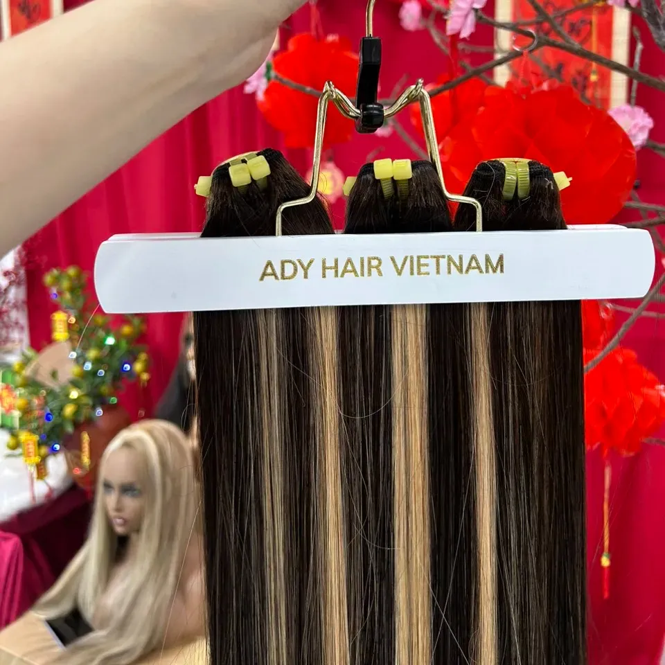 Paquetes de cabello crudo sin procesar de visón virgen súper doble dibujado vietnamita Remy hueso recto extensiones de cabello humano vendedores