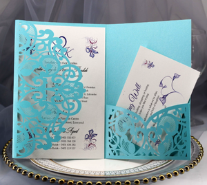 Tarjetas de Invitación con Borde de Encaje Cortado con Láser Estilo Europeo DAMAI, Color Azul Marino, para Bodas, Negocios y Fiestas - Product Image 3