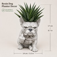Pot de fleurs amusant en résine en forme de bouledogue, petite statue animale, pot de plantes d'extérieur, décorations de jardin pour patio, véranda, cour