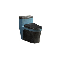 Ensemble de toilettes en céramique WC avec lavabo mural et cuvette de toilettes dorée