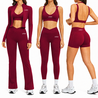 Conjunto de Ropa de Yoga de Spandex Personalizado, Top sin Mangas a la Moda, Cintura Alta, Levanta Glúteos y Compresión Abdominal, Conjunto Deportivo de 5 Piezas