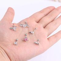 Boucles d'oreilles Toposh en acier inoxydable avec zircon transparent pour Daith, Helix, cartilage – Bijoux de piercing pour l'oreille