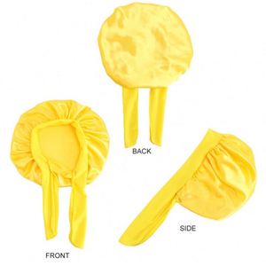 Bonnet de nuit en satin uni pour tout-petits, à couche unique, avec sangles élastiques ajustables, pour bébés - Vente en gros - Product Image 4