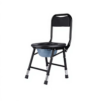 Chaise de toilette pliable avec seau amovible, réglable en hauteur, portable, pour personnes âgées, seniors et patients
