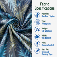 Tela de Jersey de Nailon de Bambú Estampada para Camisetas de Ciclismo y Running, Ligera, Suave, Tejido Deportivo, Suministro de Fábrica