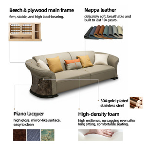Ensemble de canapés en cuir véritable Nappa de style italien moderne pour un espace de vie haut de gamme dans un penthouse - Product Image 5