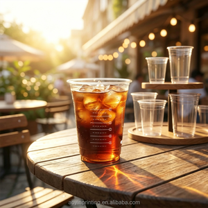 PETミルクティーカップ使い捨てプラスチックカップカスタムロゴ高透明度コールドドリンクコーヒーカップ9 12 14 16 18オンス - Product Image 3