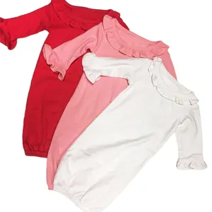 Traje personalizado para niña recién nacida, traje para llevar a casa, manga larga, regalo para Baby Shower, con monograma, vestido infantil con volantes en blanco