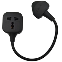 Rallonge électrique résistante au feu à port unique 13A 250V UK avec prise BS, câble court multi-prises universel