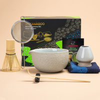 Coffret Cadeau Matcha Personnalisé ODM OEM Écologique et Durable en Porcelaine – Ensemble 7 Pièces : Bol en Céramique, Support Chasen, Cuillère, Fouet à Thé