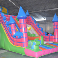 Château Gonflable Commercial avec Toboggan, Tour d'Escalade, Escaliers, Maison de Rebond pour Enfants, Toboggan Aquatique, Trampoline en PVC Robuste pour Parc Public