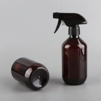 Bouteilles rondes en PET ambrées de 1L, 28/410, avec pulvérisateur à gâchette brun foncé, pour le nettoyage, l'emballage de produits de salle de bain et l'huile corporelle