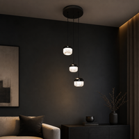 Lampe suspendue multi-têtes en marbre, style nordique minimaliste, pour salon, salle à manger et escalier, en albâtre