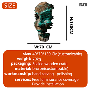 <span class=keywords><strong>Sculpture</strong></span> de paysage facial en bronze coulé sur mesure, <span class=keywords><strong>sculpture</strong></span> murale en bronze facial pour décoration extérieure - Product Image 3