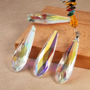 Zhubi Borealis efek 50MM 63MM panjang Drop manik-manik kaca untuk membuat perhiasan pencahayaan kristal liontin Suncatcher kristal pesona