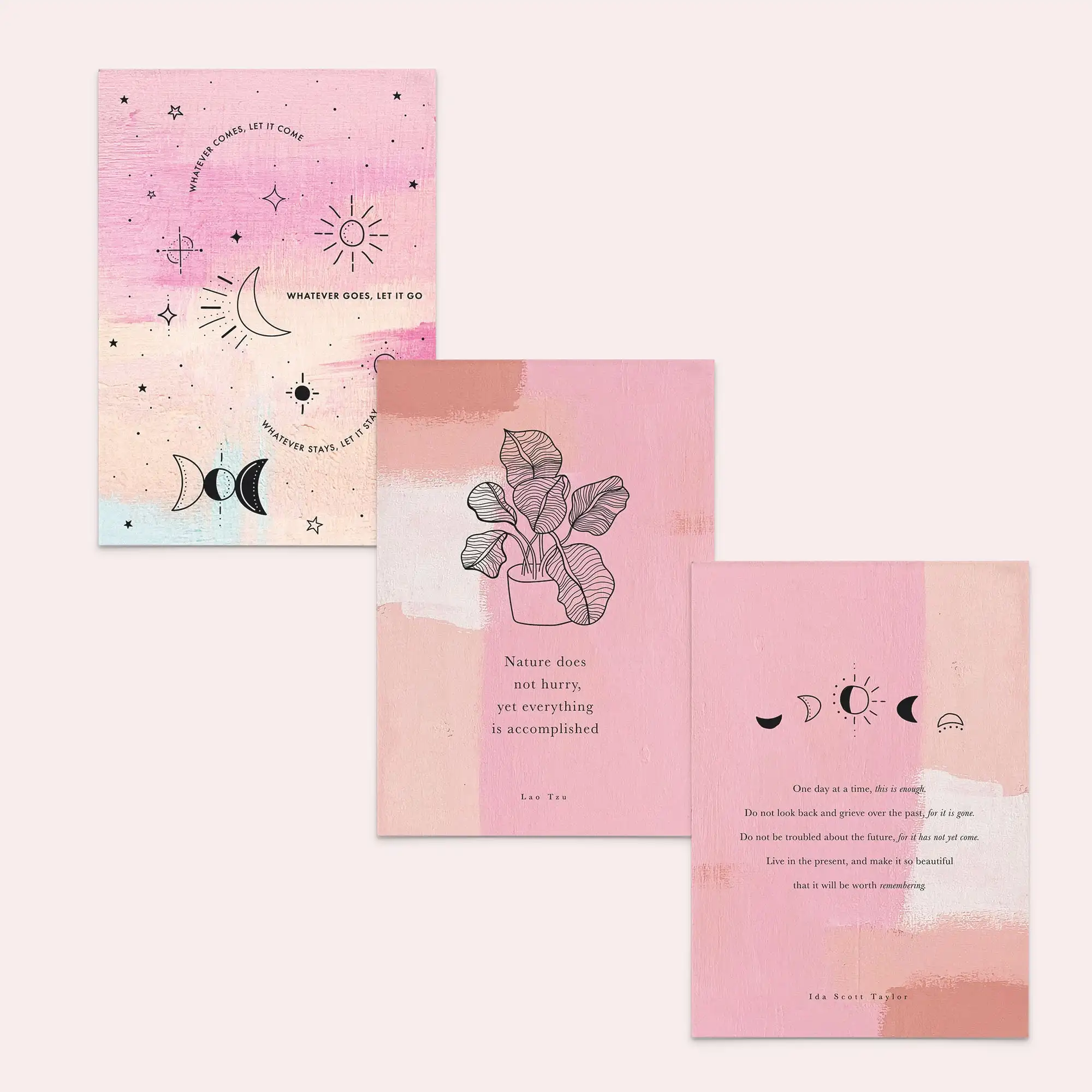 Wholesale A6 Positive Mental Health Quote Pink Postcard/Greeting card/Thank You Card birthday cards set