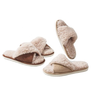 Popular Famous Custom Ladies Sandal Cross Fur <strong>Slipper</strong> Mongolian <strong>Felt</strong> Fur <strong>Slipper</strong> Sandals Indoor Anti-slip Soft Warm Shoes - Product Image 6