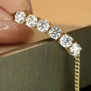 อาซูโอ 18K ทองคำแท้สีเหลืองประดับเพชรธรรมชาติ 1.55 กะรัต สร้อยข้อมือทรงคลาสสิคทรงกลมเจียระไนแบบบริลเลียนท์ เครื่องประดับสำหรับผู้หญิงสวมใส่ได้ทุกวัน - Product Image 5