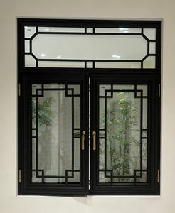 Ventana Abatible de Estilo Francés de Aleación de Aluminio con Doble Vidrio Templado y Rejilla Decorativa de Seguridad - Product Image 1