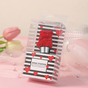 Valentine's Day Heart Shaped Wine Stopper Red Plastic Sealing Decorative Wedding Favor Gift - Product Image 1