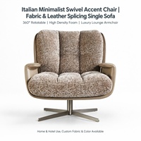 Fauteuil d'appoint pivotant minimaliste italien en tissu et cuir, canapé individuel rotatif à 360°, fauteuil de salon de luxe pour la maison et l'hôtel