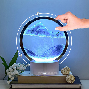 โคมไฟ LED ตั้งโต๊ะเคลื่อนย้ายทรายรูปศิลปะ3D,โคมไฟโต๊ะวาดภาพทรายไหลนาฬิกาทรายแก้วหมุนโคมไฟข้างเตียงเคลื่อนไหวเร็ว - Product Image 1