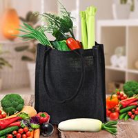Sac fourre-tout personnalisable en jute noir pour courses, fruits, légumes, bonbons, idéal pour supermarché, impression DIY