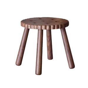 Taburete de madera maciza de nogal negro de 23 pulgadas, taburete redondo hecho a mano para el hogar, muebles para sala de estar - Product Image 5