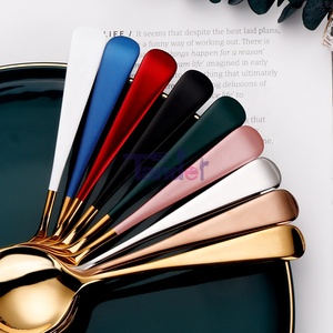 Korean Style Gold Plated 304 Stainless Steel Cupping <strong>Spoons</strong> Bulk Metal round Soup <strong>Spoon</strong> for Party for <strong>Ramen</strong> and Dessert - Product Image 2