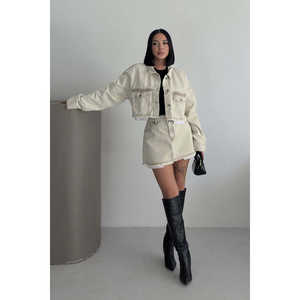 <b>Mini</b> Kot Etek Women's Denim <b>Skirts</b> <b>Mini</b> Faux <b>Leather</b> <b>Mini</b> <b>Skirt</b> with Lace Trim Size S-M - Product Image 6