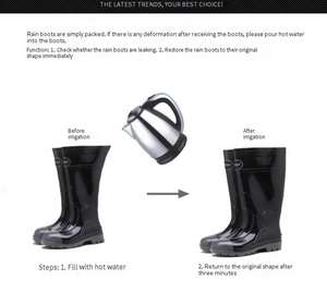 Botas <span class=keywords><strong>de</strong></span> lluvia negras altas <span class=keywords><strong>de</strong></span> moda <span class=keywords><strong>para</strong></span> mujer, zapatos gruesos <span class=keywords><strong>de</strong></span> algodón largos antideslizantes transpirables moldeados por inyección <span class=keywords><strong>para</strong></span> invierno - Product Image 6