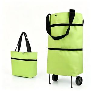 <b>Foldable</b> Wheeled Shopping Bag Oxford Material 5-10kg Large Capacity Reusable <b>Trolley</b> Grocery Tote Zipper Closure Supermarket - Product Image 1