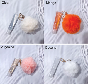 Private Label Clear Lipgloss Keychain <span class=keywords><strong>Kit</strong></span> de vente en gros Vegan Squeeze Tube Gloss à lèvres rose brillant parfumé de luxe <span class=keywords><strong>avec</strong></span> pompon - Product Image 4