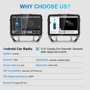Navihua Tesla Style 12.4" Android <b>System</b> Radio <b>Stereo</b> GPS DSP Navigation Car Audio For Chevrolet Silverado GMC Sierra 2014 2018 - Product Image 5