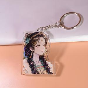HanXin مخصص واضح الكرتون البلاستيك علامة ليزر الايبوكسي الملونة العصرية لطيف نمط أنيمي Keycharm