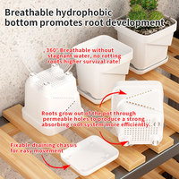 Pot de fleurs carré en plastique, respirant, pour circulation d'air, pour bureau domestique, simple, petit pot pour semis de plantes succulentes
