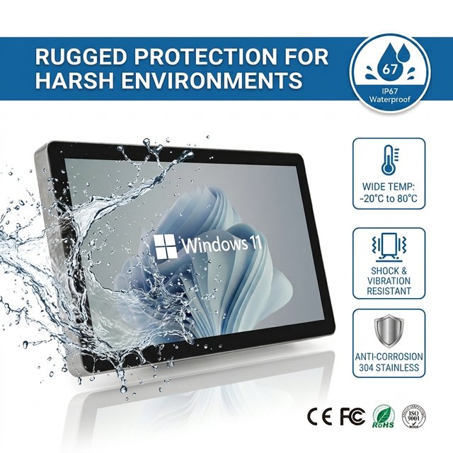 15.6 Inch IP65 Waterproof Wall Mount Rugged Industrial Touch Screen All-in-One Panel PC