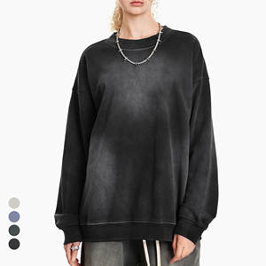 Sudaderas de cuello redondo de lana lavadas Vintage personalizadas 332 gramos mezclas de algodón manga larga de gran tamaño sólido al por mayor Vintage - Product Image 3