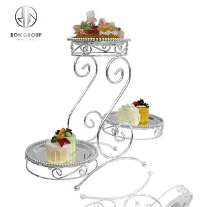 European style new wrought birthday party display multi-layer tray wedding 3 tier metal pastry dessert cake stand