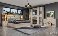 Ensembles de Chambre à Coucher Modernes Complets 5 Pièces, Cadre en Bois Double, Ensemble de Meubles de Chambre à Coucher de Luxe Moderne Grand Lit King Size
