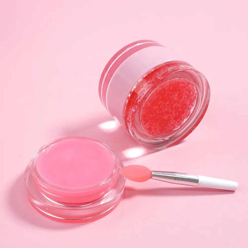 Kustom Pink Organik Vegan Buah Bibir Perawatan Exfoliator Gula Scrub 2 In 1 Moustirzing Lip Balm dan Scrub Bibir