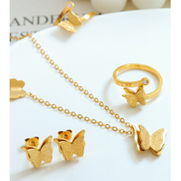 Edelstahl Schmuck Frosted Butterfly Charms, Schmetterling Ring Anhänger Halskette Ohrringe